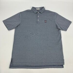 Peter Millar Crown Ease Shirt Mens L Blue Stripes Polo Harbour Town Golf Links